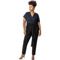 Curve Glitter Leopard Print Wrap Jumpsuit