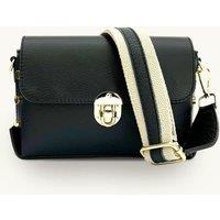 Apatchy London Women's The Bloxsome Black Leather Crossbody Bag With Canvas Strap
