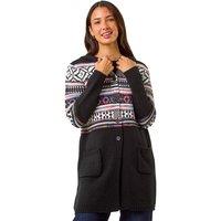 Pattern Button Detail Hooded Knit Cardigan