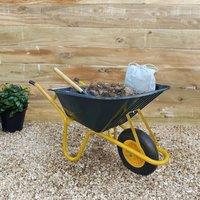 Neo Heavy Duty 110L 150kg Durable Plastic Green Tray Wheelbarrow Pneumatic Wheel Tyre Loads Equine Yard Gardening Garden in Dark Green