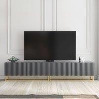 Creative Furniture Ripple Duo TV Unit 200cm - Modern Fluted Design with Push to Open Doors in Grey