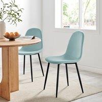 Bravich LTD Ron Velvet Dining Chair Upholstered Padded Kitchen Chair Metal Legs in Blue | Size: 4 Pack