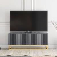 Creative Furniture Ripple TV Unit 100cm - Modern Fluted Design with Push to Open Doors in Dark Grey