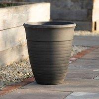 Primrose Tall Flower Pot Stone Effect Round Outdoor Patio Planter in Grey 48cm