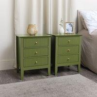 Melody Maison Pair Of 3 Drawer Bedside Tables - Hales Green Range in Dark Green