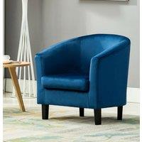 MCC Direct Velvet Fabric Tub Chair Armchair Club Chair in Blue