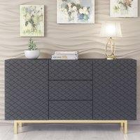 Creative Furniture Diamond Luxe Sideboard 140cm - Luxury Cabinet with Push to Open Storage in Dark Grey