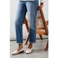 Good For the Sole Women's : Wide Fit Niamh Leather Comfort Wedge Loafers in Beige | Size: 5