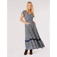 Apricot Women's Irregular Dot Crochet Maxi Dress in Navy | Size: 12