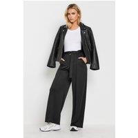 PixieGirl Women's Petite Buckle Wide Leg Trousers in Black | Size: 14