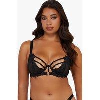 Playful Promises Women's Eleanor Black Strappy Embroidery Balconette Bra | Size: 36F