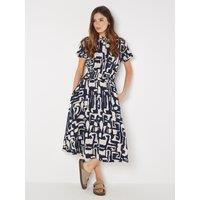 Apricot Women's Geo Grecian Shirt Midi Dress in Navy | Size: 22