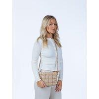SVNX Women's Soft Faux Leather Quilted Clutch & Crossbody Bag in Beige