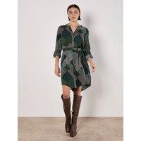 Apricot Women's Geo Patchwork Shirt Mini Dress in Green | Size: 10