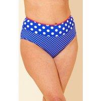 Beachcomber Women's Contrast Trim High Waist Bikini Brief in Cobalt | Size: 14