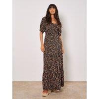 Apricot Women's Floral Paisley Milkmaid Maxi Dress in Black | Size: 10