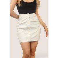 ELAINA FASHION Women's Cream PU Mini Skirt | Size: 12