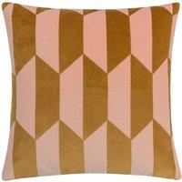Furn Kalho Geometric Velvet Cushion in Pink | Size: 45 cm x 45 cm