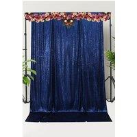 Neel Blue Shiny Sequin Backdrop Glitter Curtain - 4x7FT in Navy
