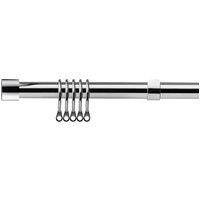 New Edge Blinds 16-19mm Fenton Extendable Durable Metal Curtain Pole Set in Metallic Silver | Size: 120 cm - 210 cm