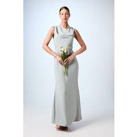 Twist Detail Cowl Neck Satin Bridesmaid Dress