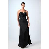 Coast Women's Wrap Waist Satin Cami Bridesmaid Dress in Black | Size: 14
