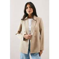 Wallis Women's Double Breasted Collared Blazer in Taupe | Size: 16