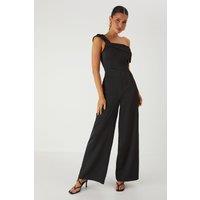 MissPap Women's Bardot Twist Straight Leg Jumpsuit in Black | Size: 12