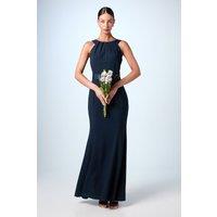 Coast Women's Halter Neck Satin Bridesmaid Dress with Tie Back Detail in Navy | Size: 10
