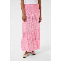 Kaffe Women's Maxi Smock Waist A-Line Fit Skirt in Bright Pink | Size: Medium/Large