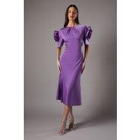 Coast Women's Corsage Shoulder Short Sleeve Dress in Purple | Size: 10