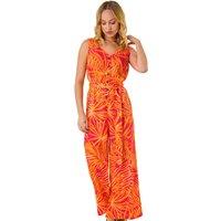 Dusk Palm Print Belted Jumpsuit