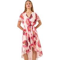 Floral Print Midi Wrap Dress