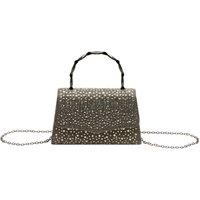Rhinestone Evening Clutch Bag with Bamboo-Style Handle