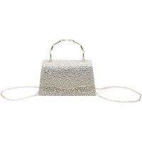 Rhinestone Evening Clutch Bag with Bamboo-Style Handle
