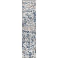 Kukoon Beige Traditional Distressed Hallway Runner Rug Non Slip & Washable in Cobalt | Size: 60 cm x 240 cm