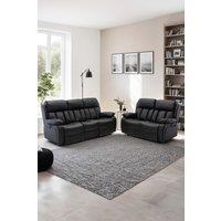 More4Homes Chester Electric Recliner Bonded Leather 2+3 Seater Sofa Set in Black