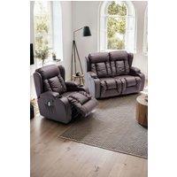 More4Homes Caesar Manual Recliner Bonded Leather 1+2 Seater Sofa Set in Brown