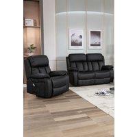 More4Homes Chester Electric Recliner Bonded Leather 1+2 Seater Sofa Set in Black