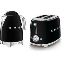 Smeg Kettle & Toaster, 50's Style Retro Range, KLF04BLUK/TSF01BLUK, Black