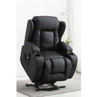 More4Homes Caesar Dual Motor Rise Recliner Bonded Leather Heat & Massage Chair in Black