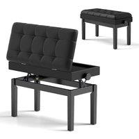 Gymax Duet Piano Bench with Storage Adjustable Padded Piano Stool Black