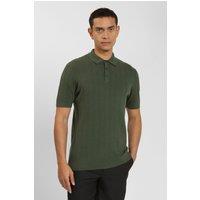 Steel & Jelly Men's Textured Stripe Short Sleeve Polo Shirt in Green | Size: Medium
