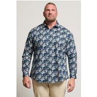 BadRhino Men's Premium Leaf Print Long Sleeve Shirt in Mid Navy | Size: 22 inches
