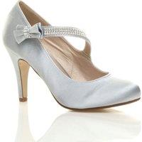 AJVANI Women's High Heel Diamante Mary Jane Court Shoes in Silver | Size: 5