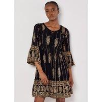 Apricot Women's Paisley Shimmer Mini Dress in Black | Size: 10