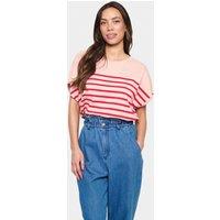 Saint Tropez Women's MilaSZ Striped Short Sleeve Pullover in Pale Pink | Size: Medium