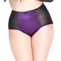 Lady Olga Women's British Made Retro Satin High Waisted Brief in Purple | Size: 22