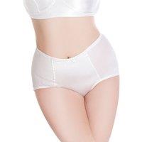 Lady Olga Women's British Made Retro Satin High Waisted Brief in White | Size: 22