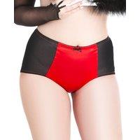 Lady Olga Women's British Made Retro Satin High Waisted Brief in Red | Size: 12